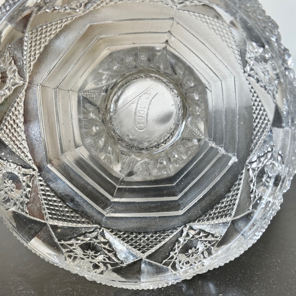 Antique Imperial Glass Sawtooth Hobstar Trumpet Vase NUCUT Maker's Mark - Picture 5 of 7